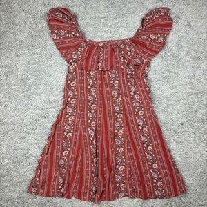 American Eagle Dress Womens Extra Small Short Cold Shoulder Flowers Bohemian